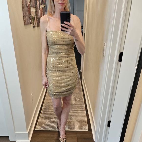 Superdown Sparkling Gold Mini Dress - Picture 2 of 9
